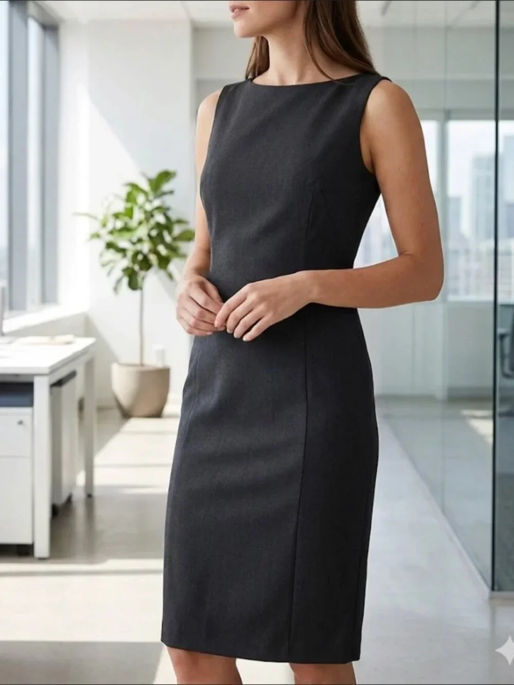 NWT Studio by London Times Charcoal Gray Sheath Dress Size 16 Career - Picture 1 of 10